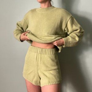 Lime Green Sabo Skirt Knit Shorts